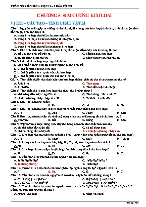 Trắc nghiệm Hóa học 12 - Chương 5 Đại cương kim loại